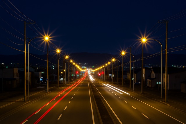 hokkaido-night-road-light-trails-streetlights