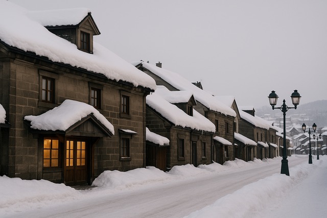 hokkaido-snowy-stone-houses-winter-street-night